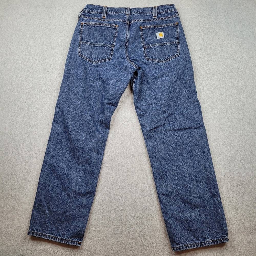 Carhartt Jeans Mens 32x30 Blue Relaxed Fit Flannel Lined Denim BD4942-M - Picture 8 of 8